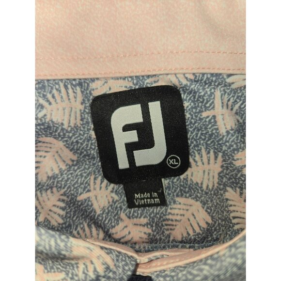 FootJoy Mens XL Polo Shirt Blue & Pink Leaf Print - Picture 5 of 8